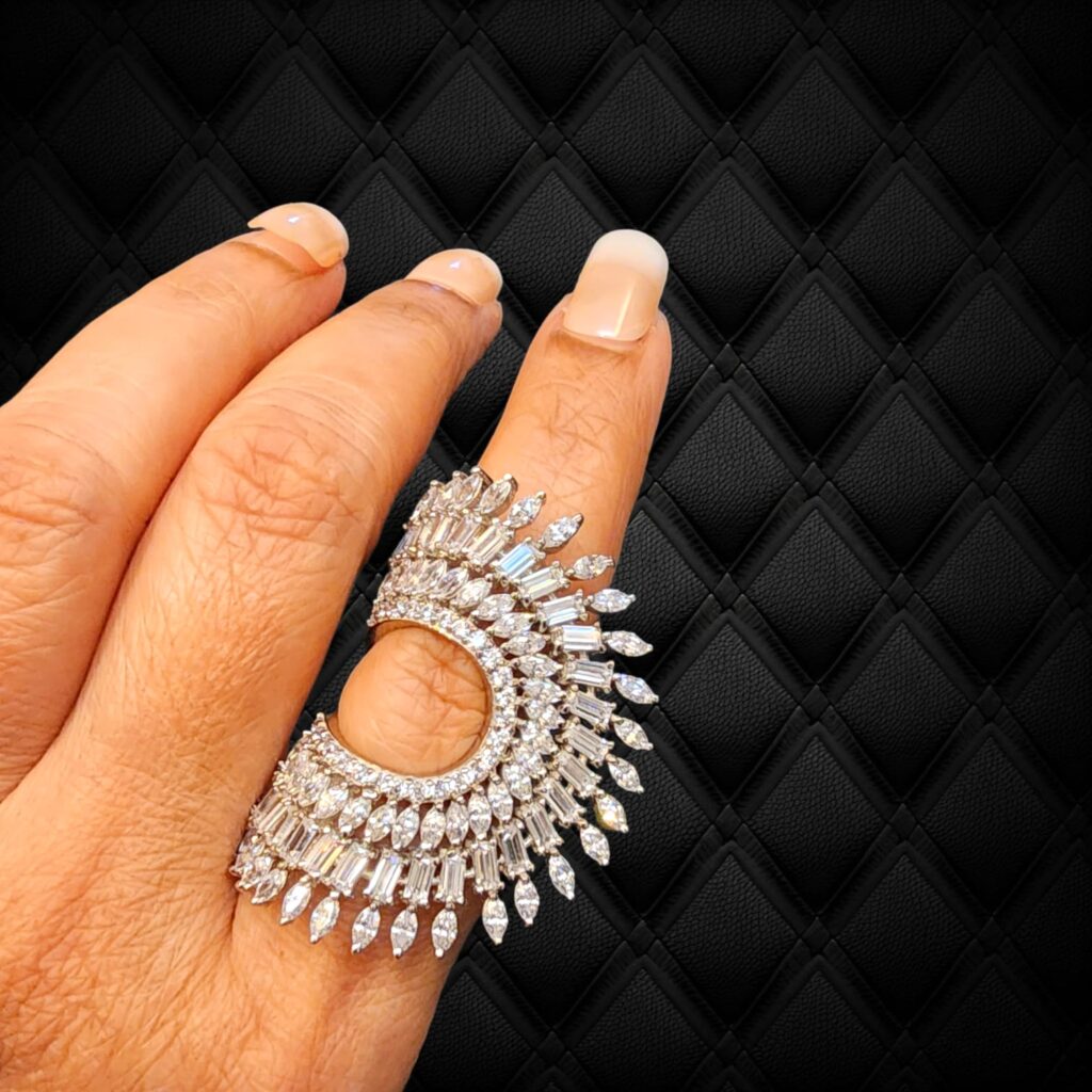 Sparkling Half Crescent Ring by miAmo Jewels