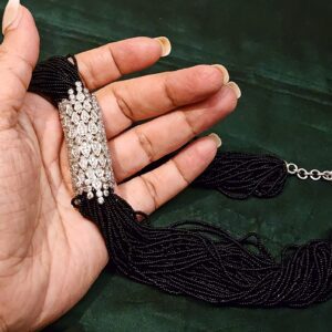 Fish-Bone Style Black Bead Necklace