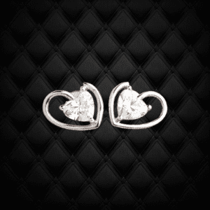 Enclosed Heart Solitaire Studd Earring
