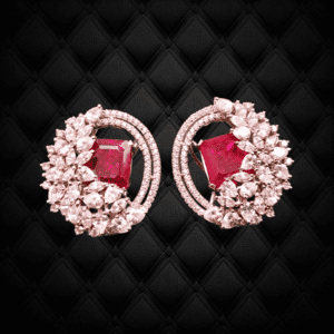 Ornate Sparkle Ruby Stud Earring