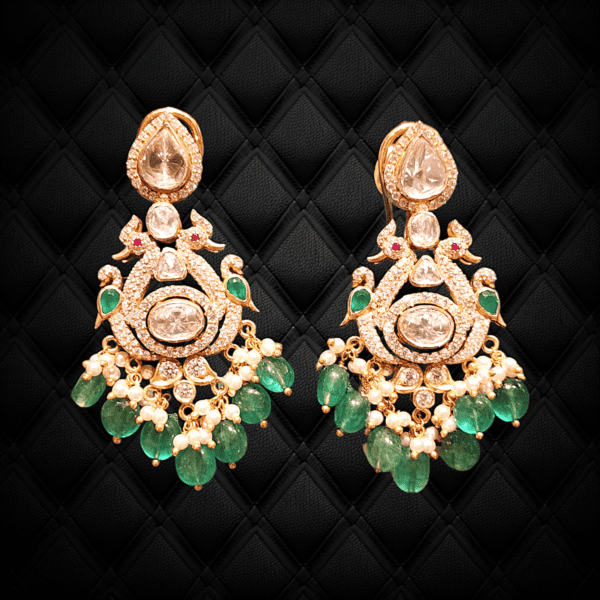 Piyu Polki Emerald Dangler Earring