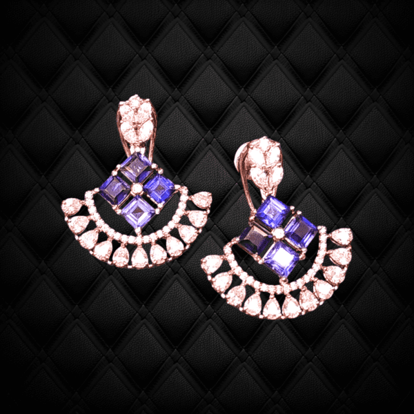 Fan Shape Sapphire Crystal Earring