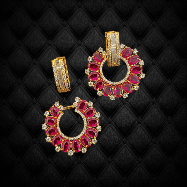 Ruby Hoop Baali Dangler Earring