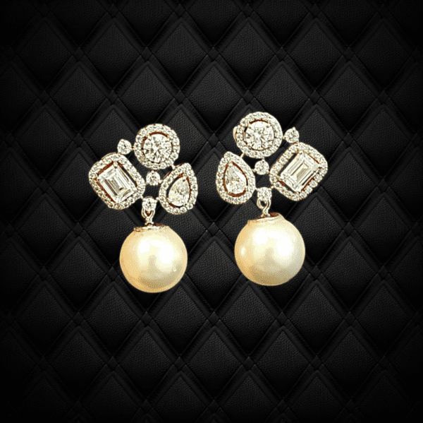 Iris Tri-Crystal Pearl Earring