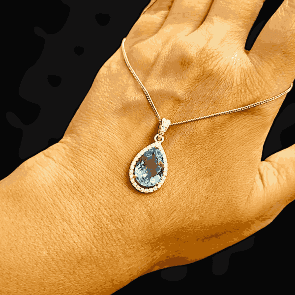 Delicate Blue Topaz Drop Pendant | Miamo Jewels