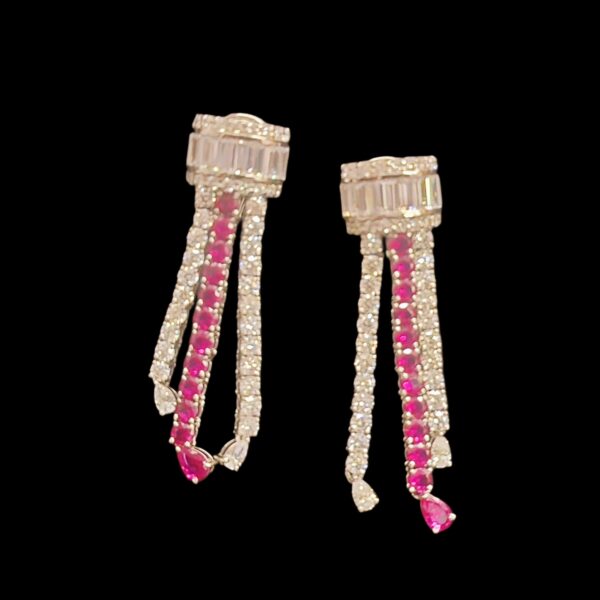 Ruby Crystal Duet Earring