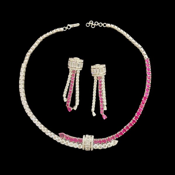 Ruby Crystal Duet Necklace